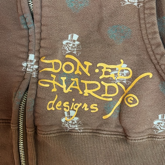 Ed Hardy Brown Zip Hoodie - Picture 3 of 5